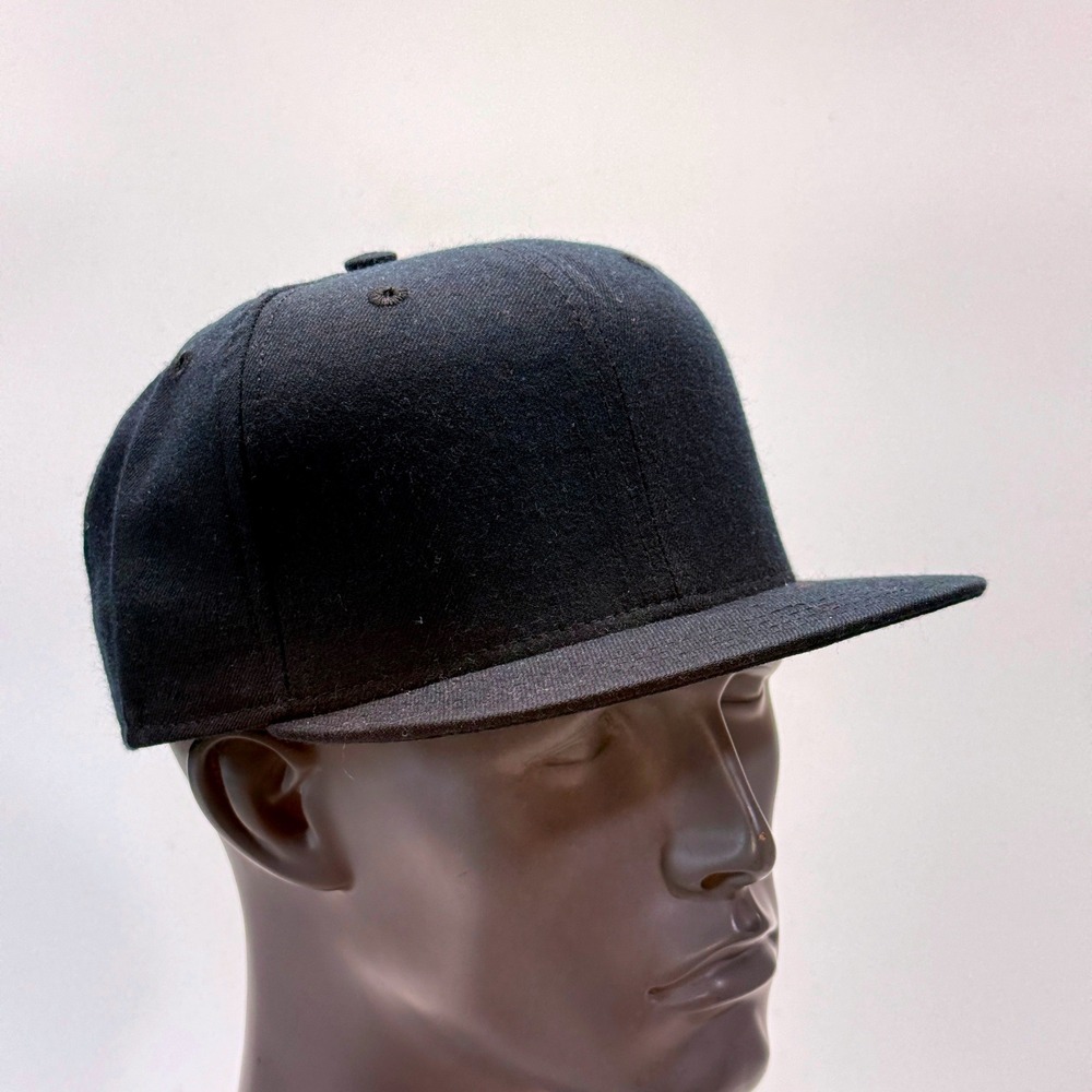Vintage New Era Pro Model Umpire Hat Mens 7 3/8 Black Blank Short Bill USA 90s